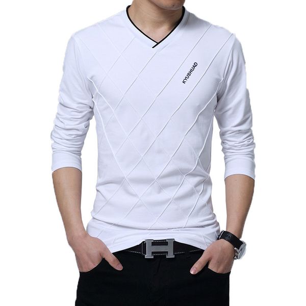 

2021 new mens casual t-shirt fashion slim long sleeve v neck fitness t-shirts homme tshirt boyfriend gift harajuku streetwear drw4, White;black