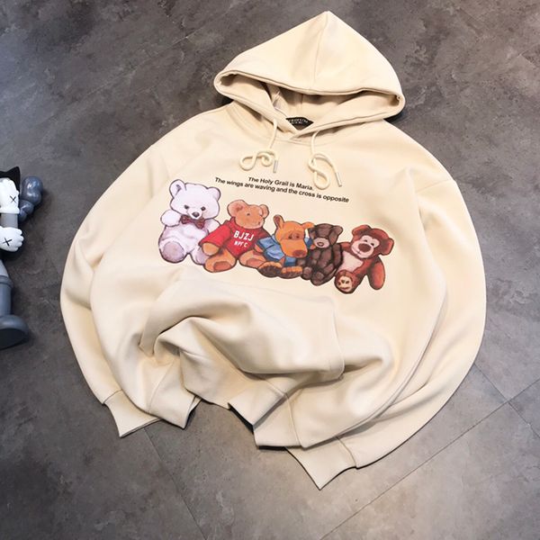 

Designer Hoodie for Women Men High Quality Five Bears Printed Fleece Sweatshirts Female Luxury Brand Highstreet Wear Winter Cloth, Black