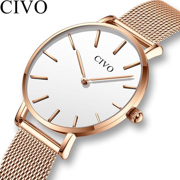 

wristwatches civo 2021 ladies watches mesh belt quartz women sport relogio feminino montre femme wrist watch, Slivery;brown