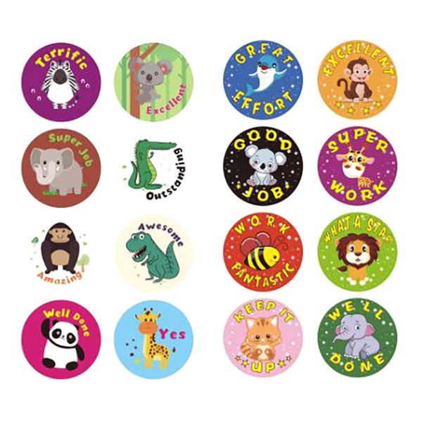 

500pcs/roll Kids Motivational Stickers Reward Stickers Encouragement Sticker Roll with Cute Animals(Random delivery)