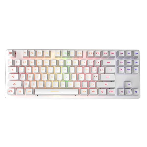 

keyboards 066a mechanical keyboard 87 key 2-color injection green axis rgb backlight usb wired ergonomic for office or gaming