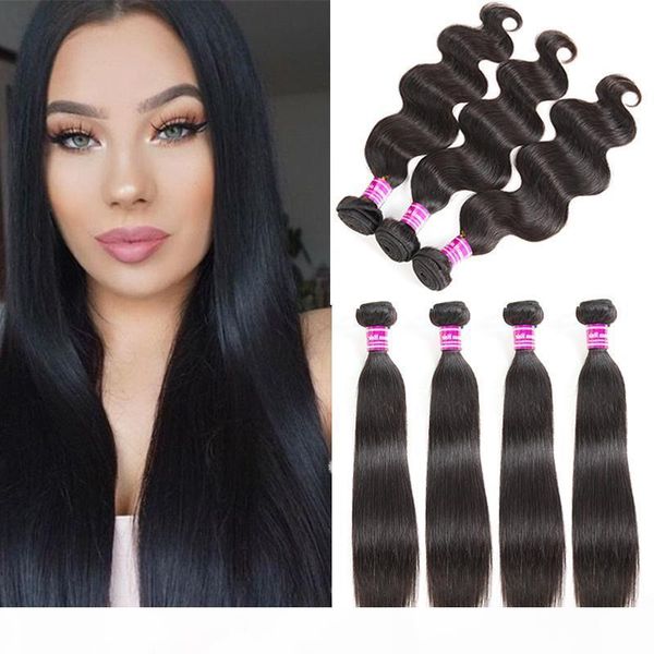 

wholesale brazilian virgin hair straight human hair weaves vendors bulk body wave human hair bundles extensions natural color ing, Black