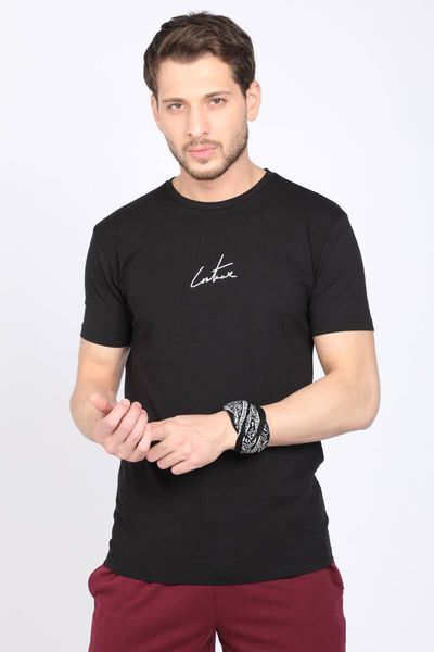 

men's t-shirts black back print written bicycle neck t-shirt, White;black