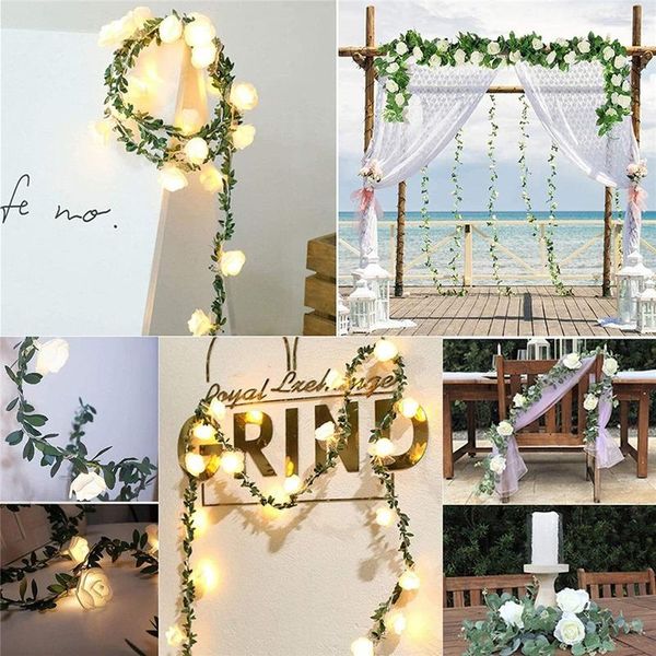 Украшение вечеринки 20.10.40 PCS Rose Flower Led Fairy String Light