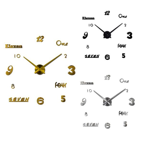 

large 3d frameless wall clock stickers diy wall decoration clock for living room bedroom