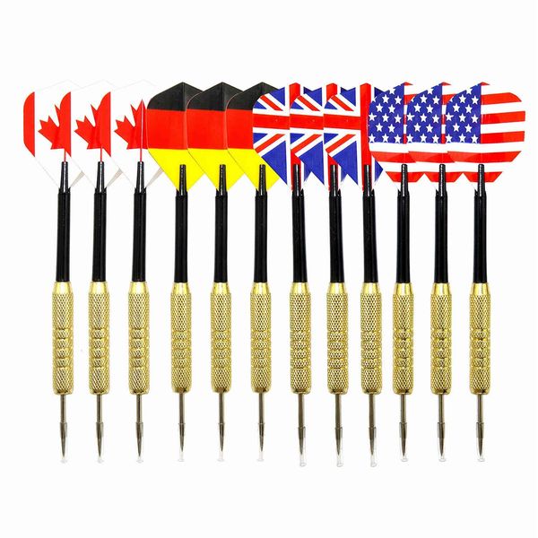 

12 sets darts of 18g dart needle toys golden knurled copper plated type set steel