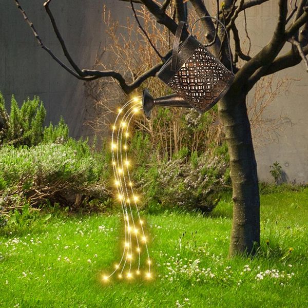

solar lamps led watering kettle lamp waterproof metal art sprinkler kettles light garden plug rod courtyard landscape decoration