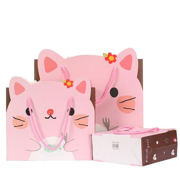 

gift wrap 10pcs/lot creative cute cartoon animal pattern bag children's birthday tote paper 17*14*7cm