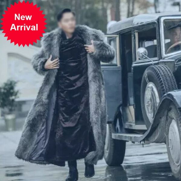 

winter new strong men's thickened warm faux fur plus-size overcoats 2021, Black;brown