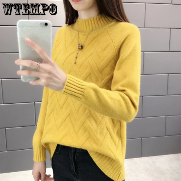 

sweaters women turtlene pullovers female knitted oversize sweater long sleeve autumn winter bottoming basic office 2021, Black