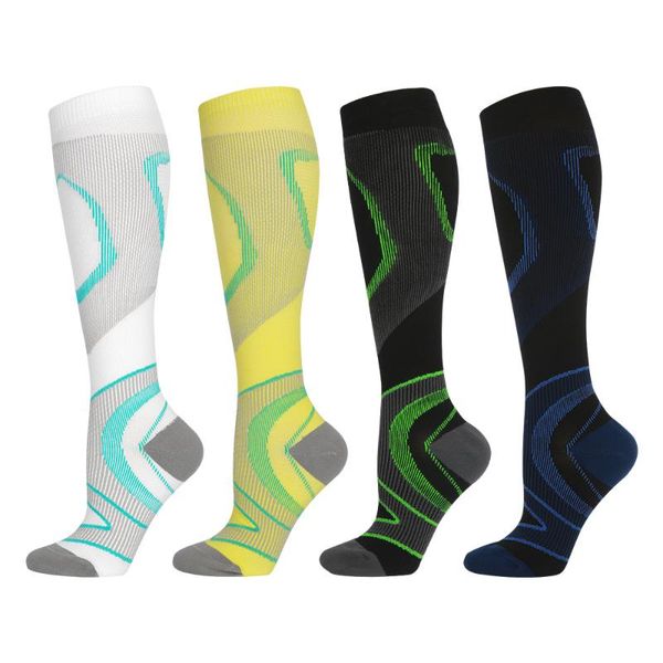 

men's socks nylon moisture wicking badminton valleyball marathon knee high compression sports, Black