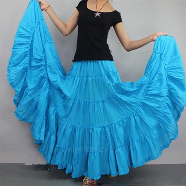 

2021 new 11color flamenco women gypsy spanish bullfight flamengo swing vestidos high waist dancing stage performance elegant cotton v5tx, Black;gray