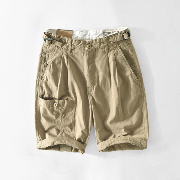 

men's shorts 109 spring and summer japanese cargo casual loose multi-pocket solid color cotton overalls workwear male pants, White;black