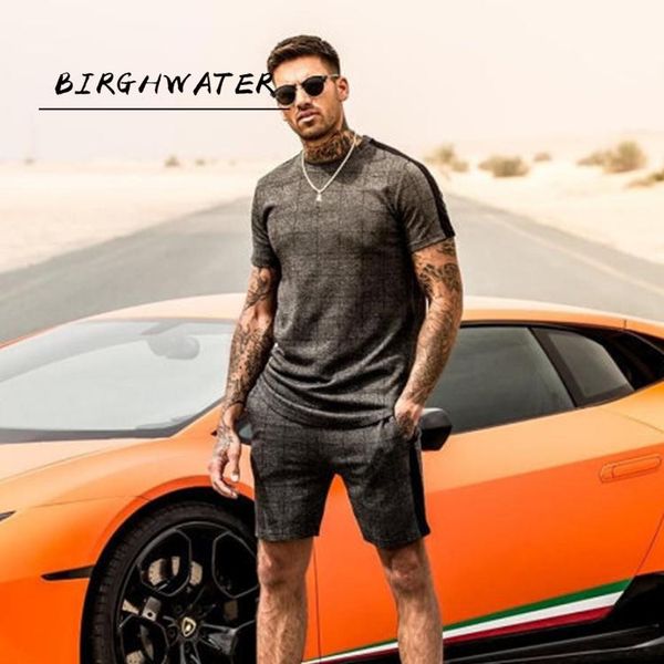 

men's tracksuits 2021 brand  pants sweatshirt fashion summer cotton t-shirt + shorts casual suit sportswear clothing, Gray