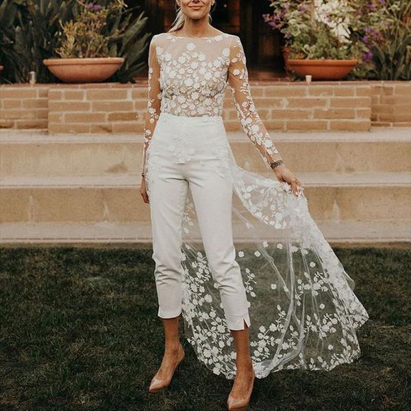 

mandylandy autumn stitching lace women jumpsuits o neck mesh embroidered fake two piece jumpsuit womens elegant long sleeve backless, Black;white