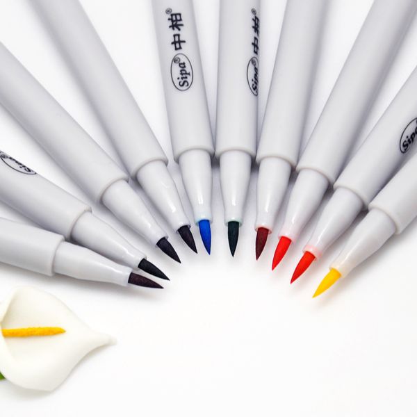 

10 colors/set premium painting soft brush pen set watercolor markers pen effect for coloring books manga comic calligraphy