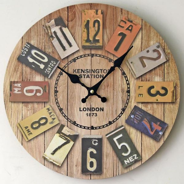 

wall clocks european style wood clock retro digital hanging decoration watch craft gifts office coffee store home