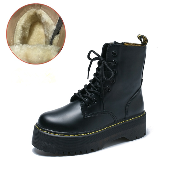 

boots gioio botas mujer 2021 motorcycle women's winter soft leather shoes black lace up platforms women zapatillas