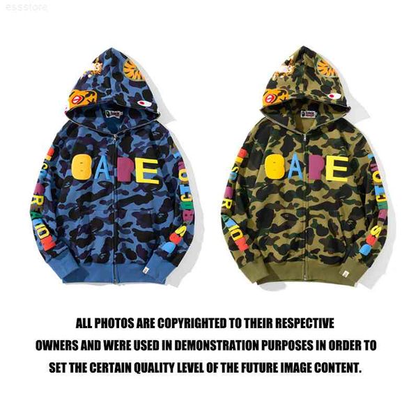 

jerseys hoodies ape co branded tiger hair bubble letter camouflage sweater, Black