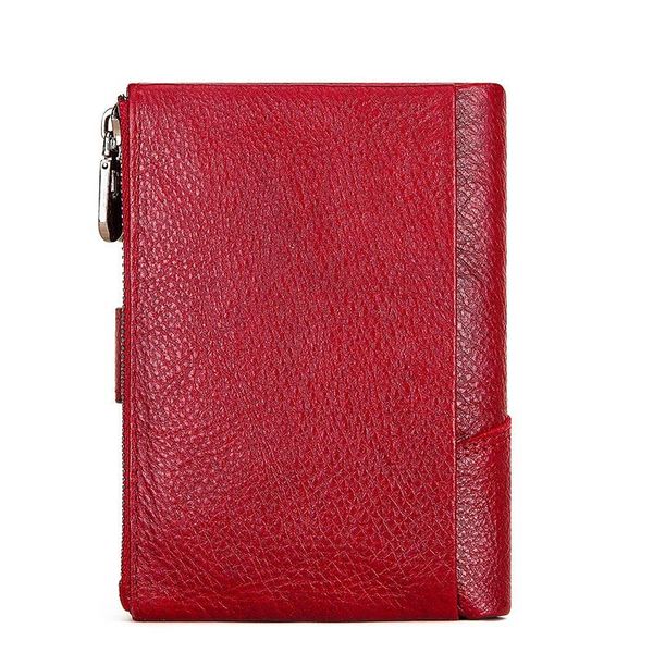 

purse genuine cow leather girls red holder ladies fashion female clutch small wallet short card pocket wallets women kavis color gwmuc
