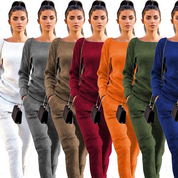 

tracksuit for women two piece set knitted sweater long sleeve pants 2 piece set for women two sets womens suits, Gray