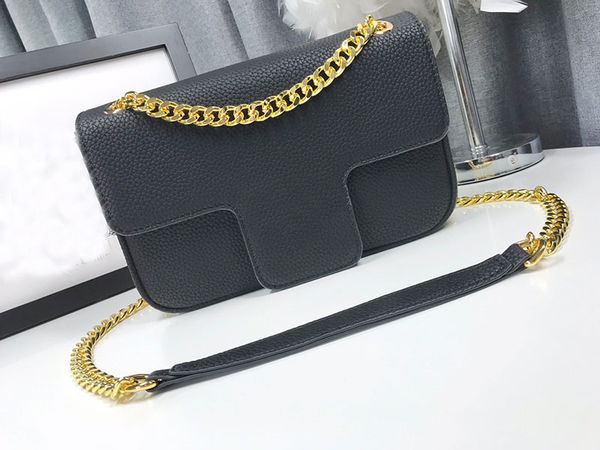 

designer crossbody bag chain black shoulder bag leather lychee pattern