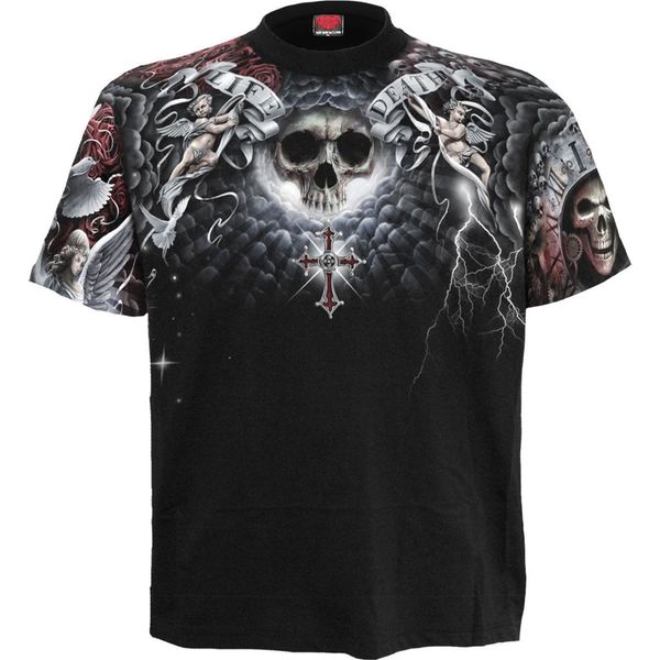 

Evil icon pattern men's 3D printed T-shirt visual impact party top streetwear punk gothic round neck high quality American muscle style, White;black