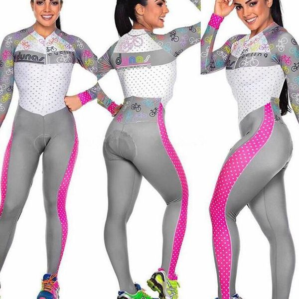 

gym clothing triathlon women's bicycle long sleeve 2021 cycling jersey sets for female spring and summer sports uniform jumpsuit, White;black