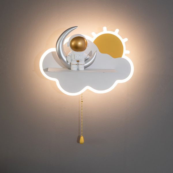 

nordic home children's led wall lamps modern astronaut decorative lighting simple boy girl room mirror wall light fixtures creative hou