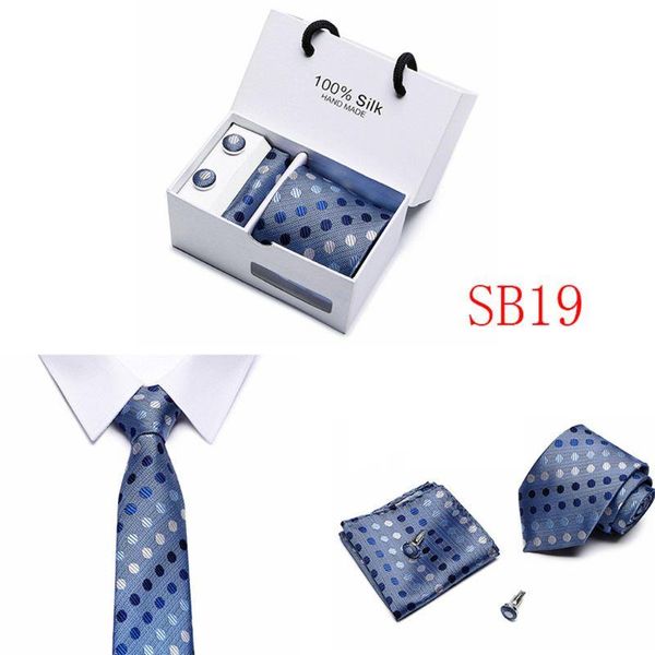 

bow ties mens necktie handkerchief cufflinks set extra long size tie geometric striped paisley jacquard polyester silk woven business ., Black;gray