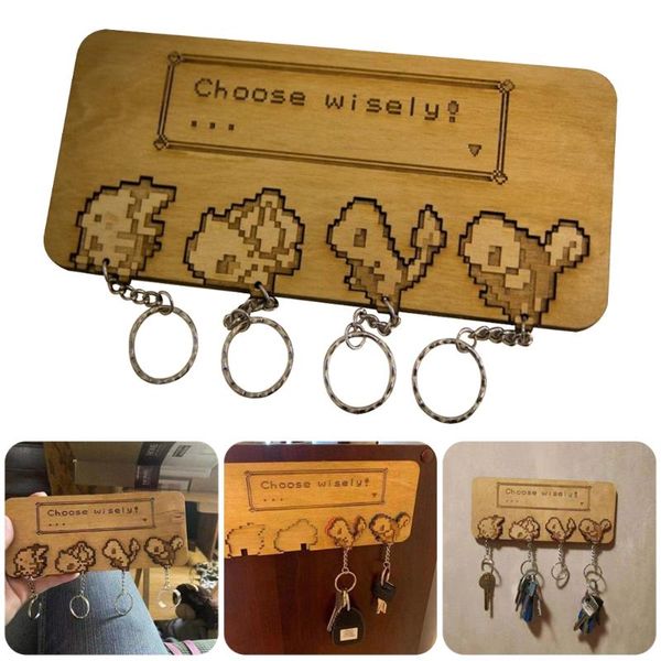 

hooks & rails wooden key holder for wall with 4 mount hanger storage rack home decor entryway hallway