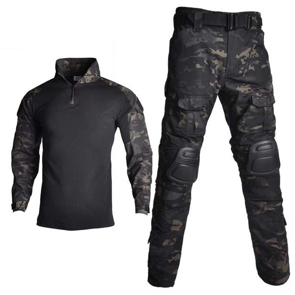 

hunting sets tactical suit military uniform training camouflage shirts pants paintball clothes with pads 10 pockets 8xl, Camo