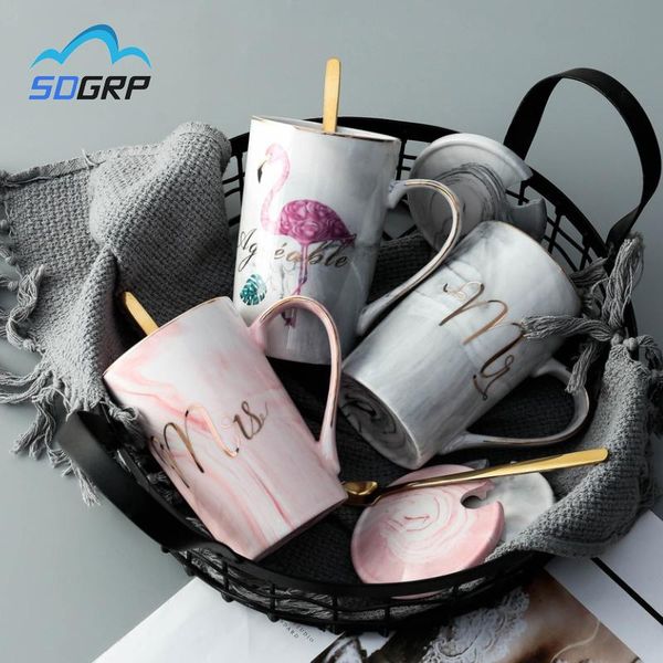 

marble pattern cup phnom penh mug gift box set coffee mug couple flamingo ceramic souvenir wedding bridal lover gifts drinkware