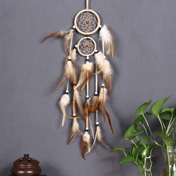 

decorative objects & figurines creative feathers hanging home decorations hand knitting simple style dream catcher up and down double ring