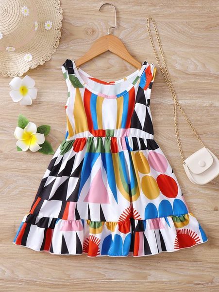 

toddler girls color block bow shoulder ruffle hem dress she, Red;yellow