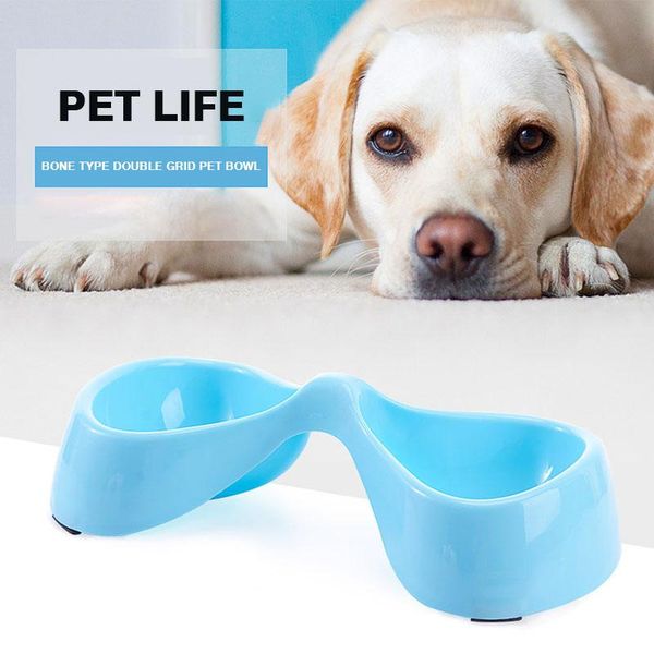 

cat bowls & feeders pet plastic double bowl bone shaped candycolored dog drop proof non slip wear resistant durable cuenco gato