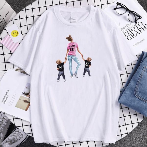 

men's t-shirts tee queen mother with twins print t shirts for menregular punk mans tshirt crewneck breathable summer oversized clothing, White;black