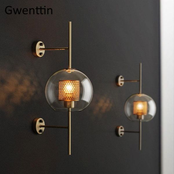 

wall lamps modern glass led lamp nordic sconce light fixtures loft industrial mirror lights home decor for bedroom luminaire e27