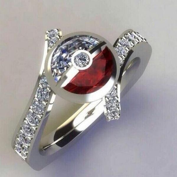 

wedding rings back to school ring elegant anime fancy ball design colorful cubic zircon cute gift for women wholesale, Slivery;golden