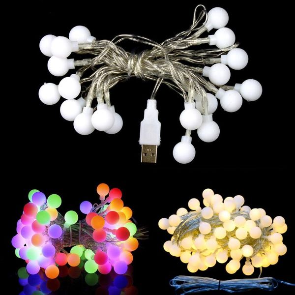 

strings 2.5m led balls fairy string lights usb 5v operated wedding christmas outdoor indoor room garland decoration 20 leds