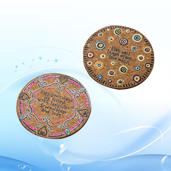 

mats & pads 2pcs round natural cork coasters heat resistant patterned tableprotection drink for cups (random color)