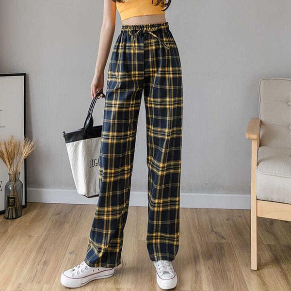 

women's pants & capris fashion high waist plaid women loose streetwear trousers female casual harem, Black;white