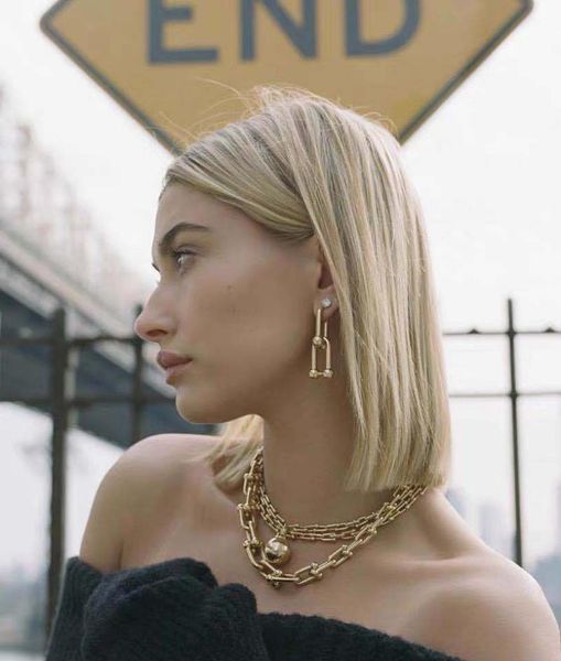 

chokers kendall with necklace u-shaped thick chain europe and the united states exaggerated hip-hop clavicle trendy light luxury, Golden;silver