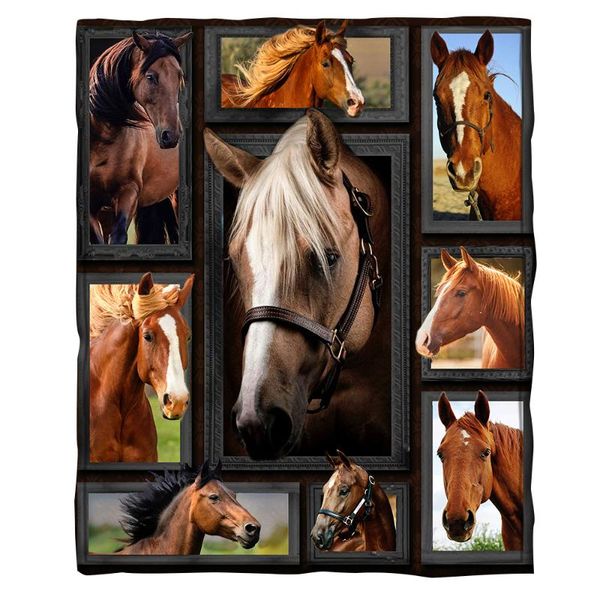 

horse fleece blanket 3d full printed wearable blanket adults/kids fleece sherpa drop shipping