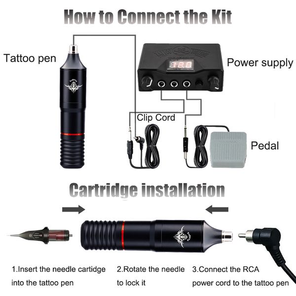 

professional tattoo machine kit complete rotary pen set tattoo cartridge needles for permanent makeup eyebrow tattoo body artist