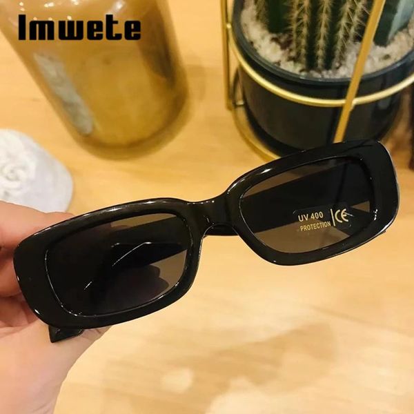 

sunglasses imwete brand vintage rectangle women classic square sun glasses men black eyewear outdoor summer uv400 mirror, White;black