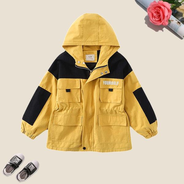 

coat baby girls patchwork kids jacket for autumn long sleeve children clothes teens hooded windbreakers 3-14 years, Blue;gray