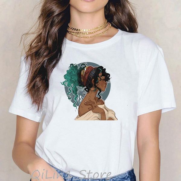 

vintage black girl t shirt women artistic abstraction print female t-shirt aesthetic clothes summer tee shirt femme, White