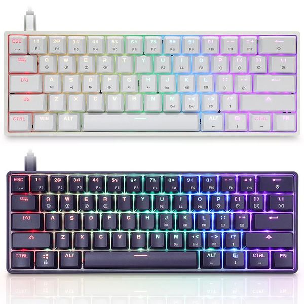 

keyboards gk61 61 keys gaming mechanical keyboard usb wired rgb backlit gamer for desktablet lapsk61