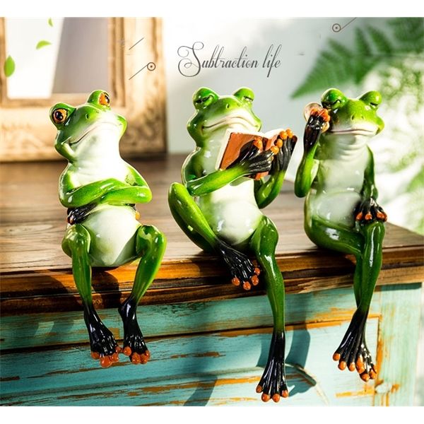 Ja 1-3 stücke 3d handwerk harz kreative dinknung lesen frosch modell figürlich home office tabletop dekor geschenk geburtstagsgeschenk c0220